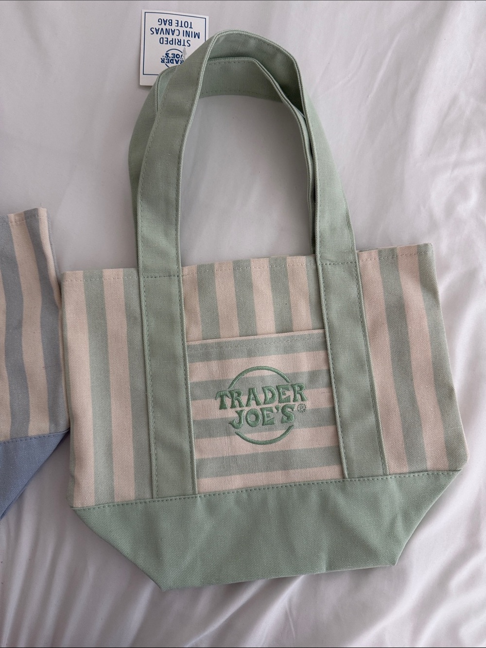 Trader Joe’s Pastel Striped Canvas Tote - Pink, Blue, Green, Beige (all 4 bags) - Picture 6 of 6